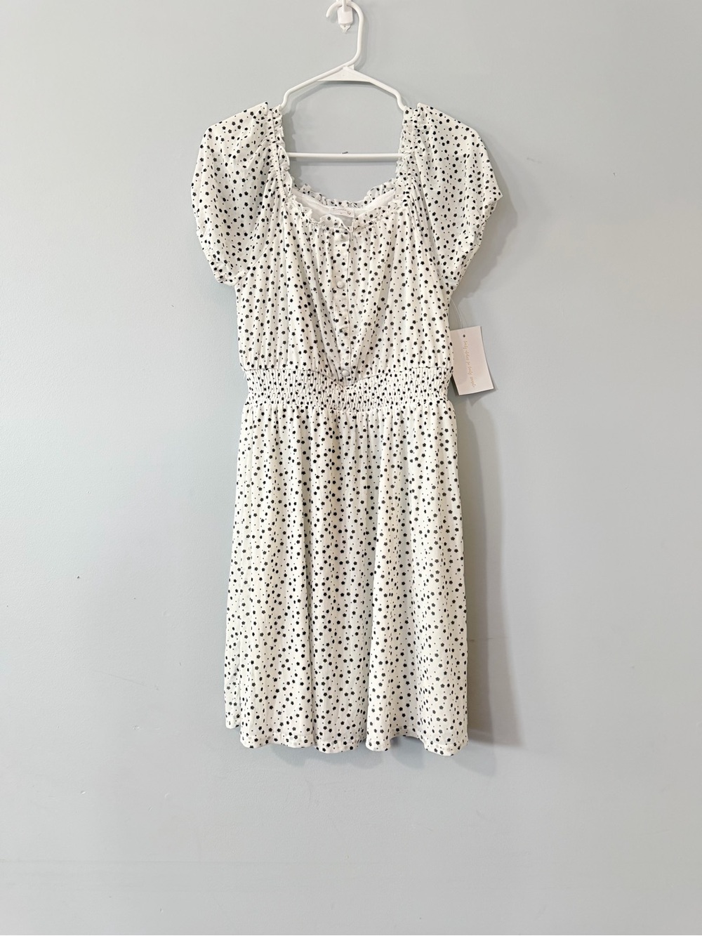 Siren Lily White Dress with Black Flowers